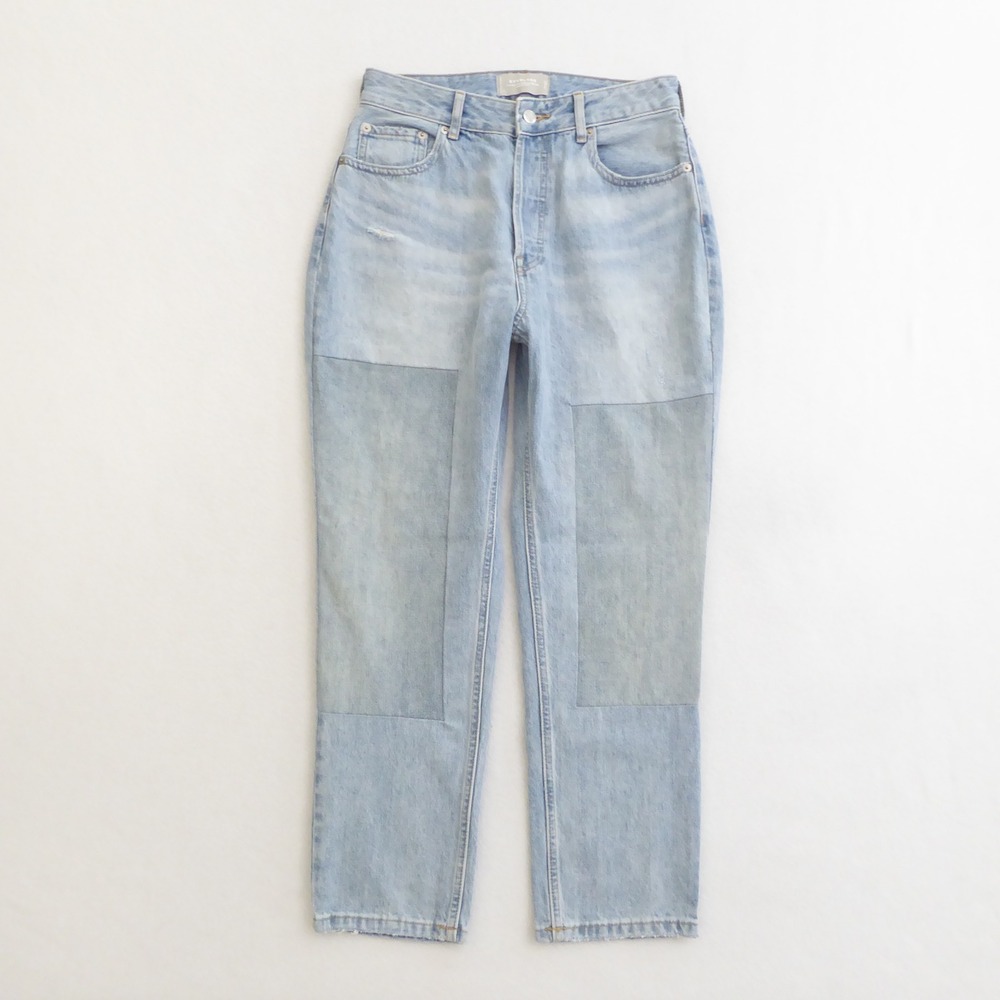 Everlane The Curvy 90s Cheeky Straight Jeans Light Blue Patchwork 29 Cropped